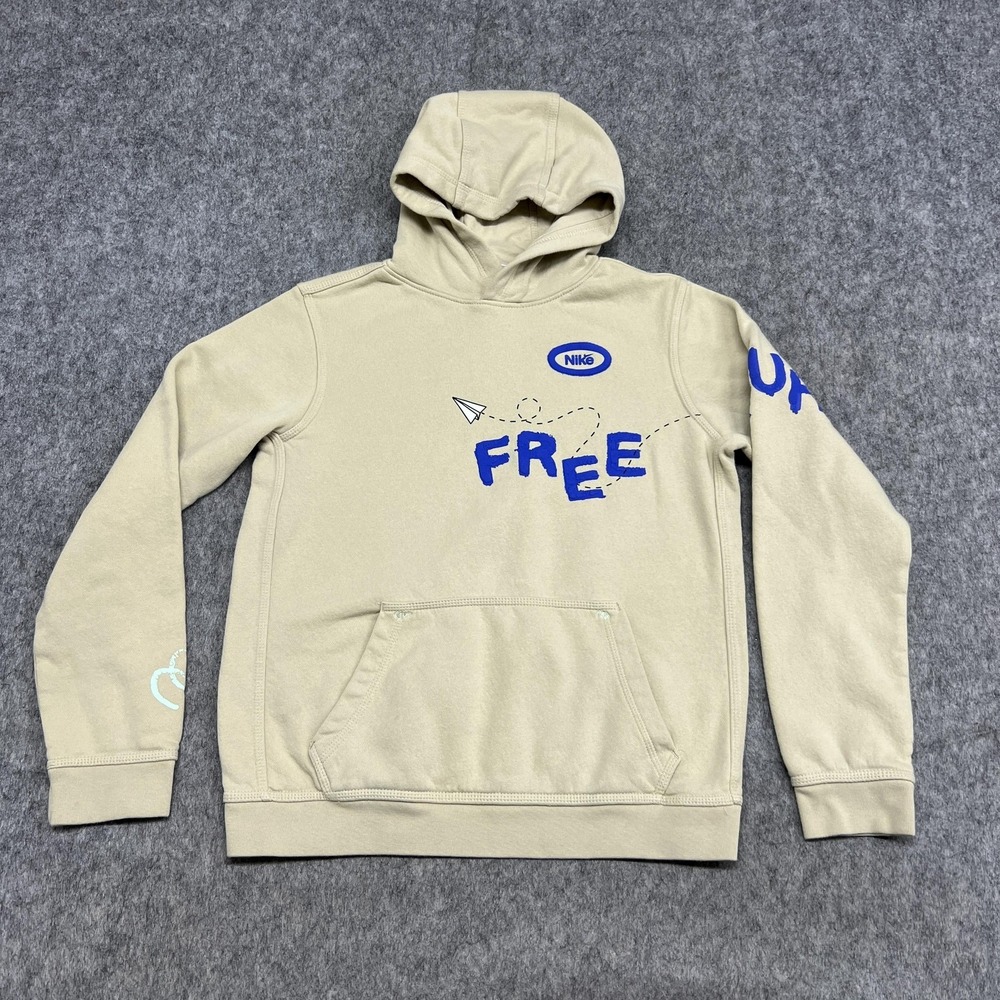 Nike Hoodie Boys XL Beige Free Your Mind Art Dept Fleece Pullover Sweatshirt